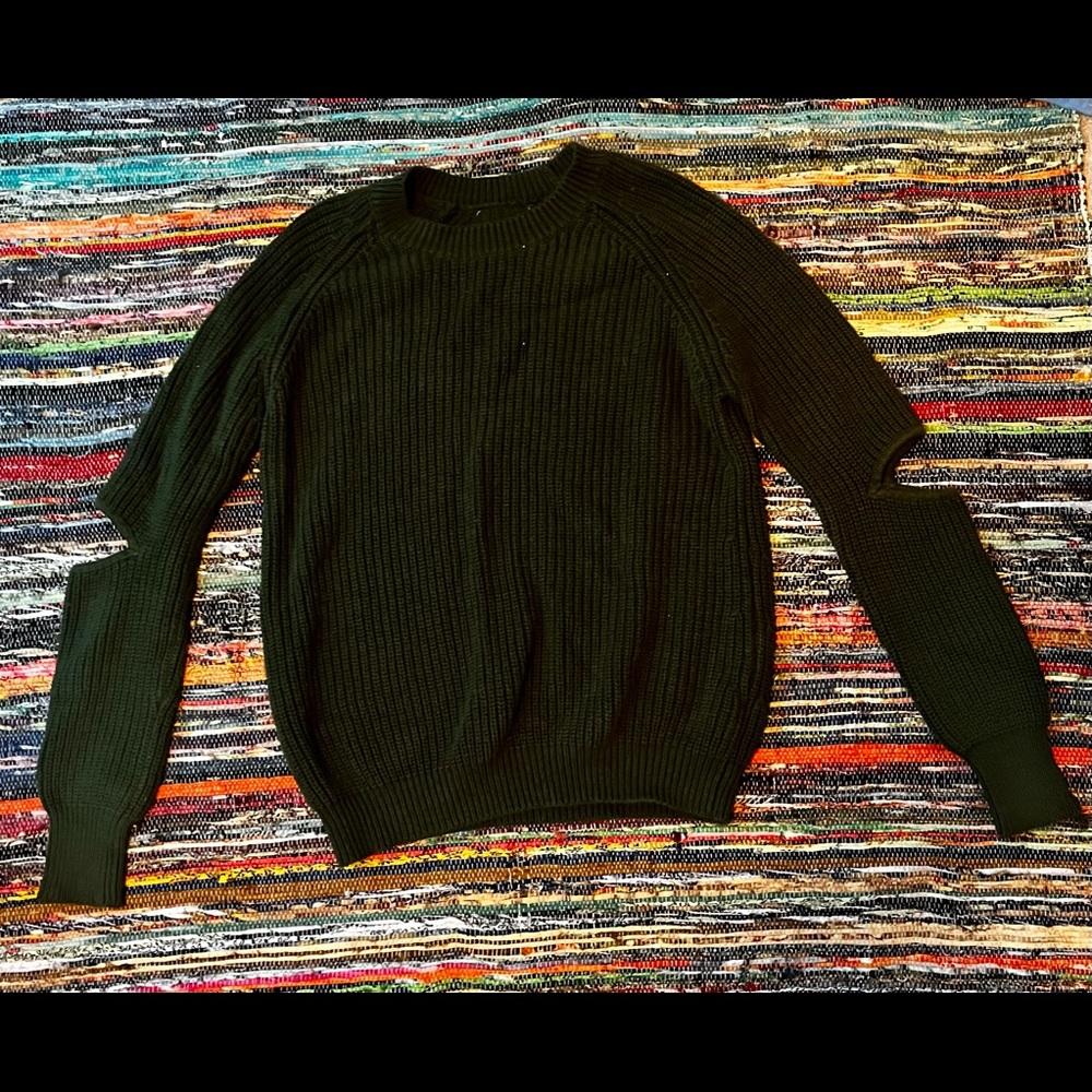 Dark green sweater with elbow cutouts size: L